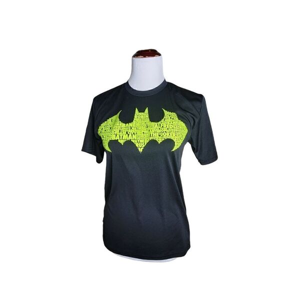 Batman Neon Graphic Logo Short Sleeve Tee Shirt Black Size 2XL (18) - Picture 1 of 7